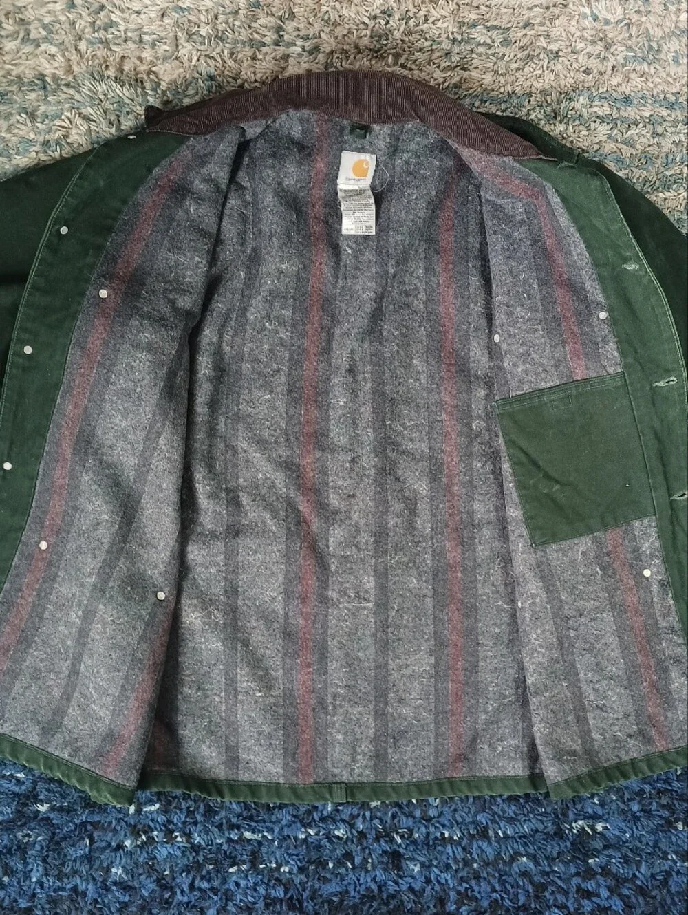 Vintage Carhartt Blanket-Lined Chore Coat “Spruce Green” C02 SPC Men’s Large